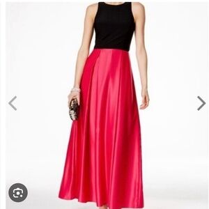 Color-Block Black and Pink Gown